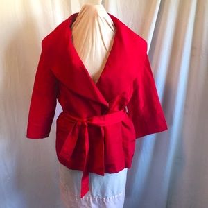 David Findlay Red Dress jacket with large collar and belt